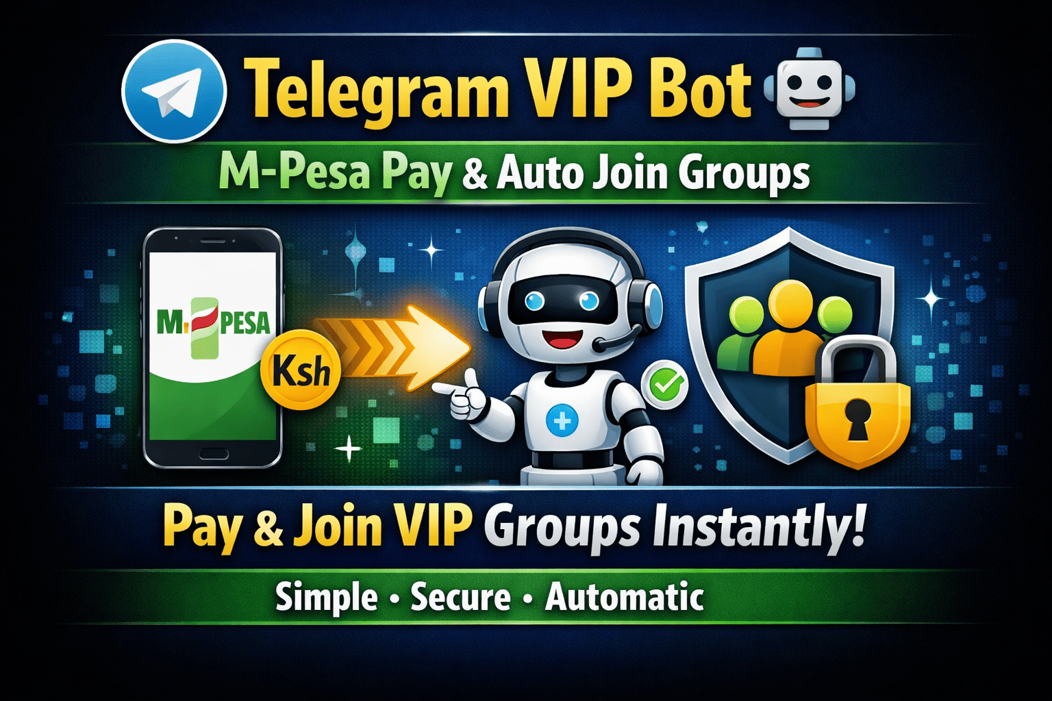 Telegram VIP Bot  | M-Pesa Pay & Auto Join Private Groups